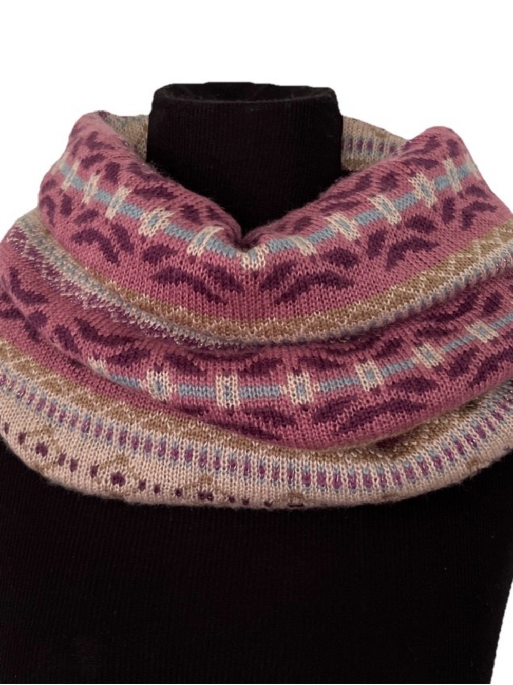 NWT Marks & Spencer Pink Fair Isle Multiway Snood Neck Warmer Cottagecore
